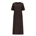 thumbnail image 6 of gbyLJF Women' S Cocktail Dress Summer Linen Dress Plus Size Dress for Women Floral Wrap Dress Coffee L, 6 of 6