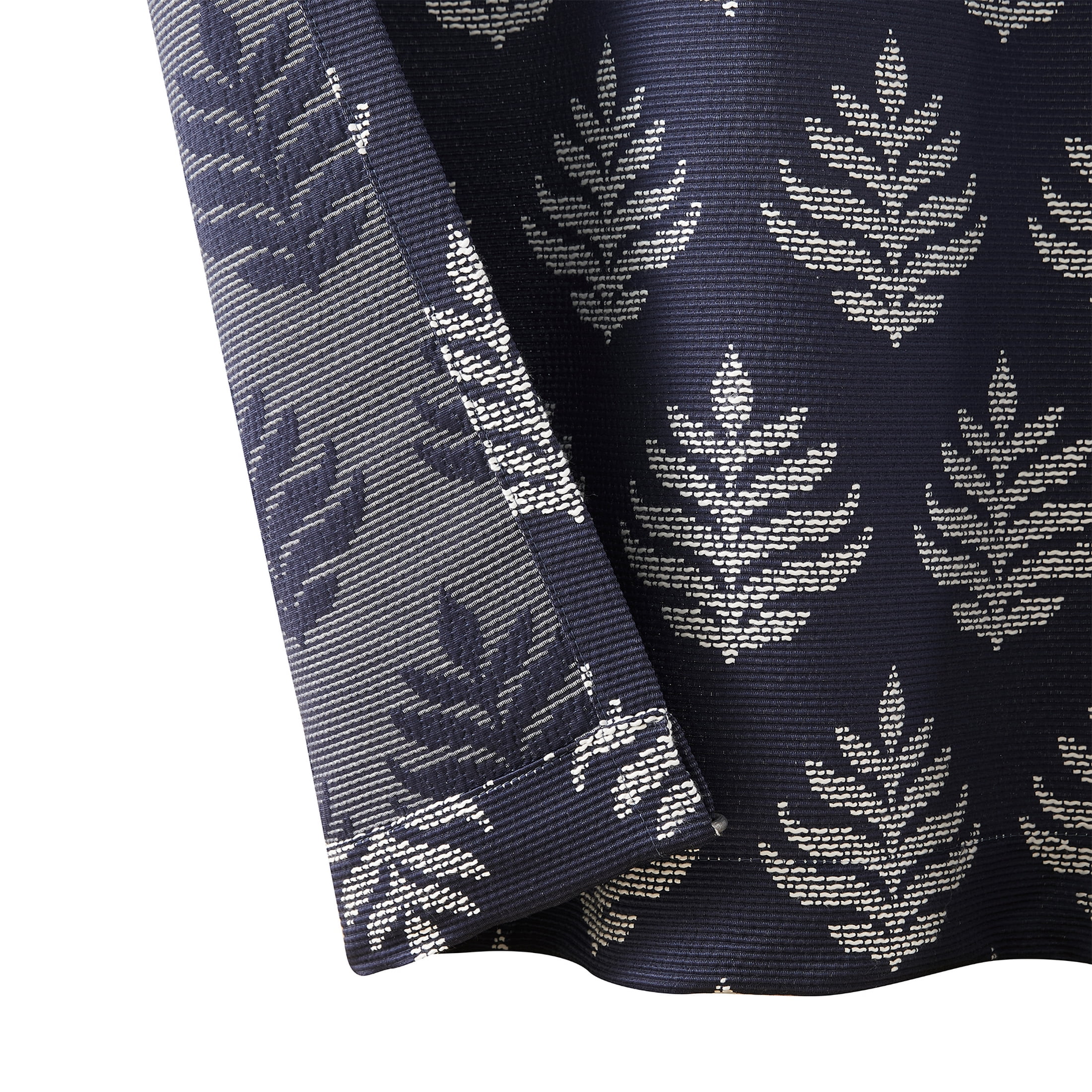 (2 pack) Better Homes & Gardens Rowan 3-Piece Indigo Blue Jacquard Kitchen Curtain Set