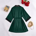 thumbnail image 4 of Women's Sexy 4-Piece Set - Suspender With Chest Pad Bathrobe & Nightgown, Dark Green, XL, 4 of 5
