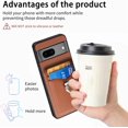 thumbnail image 6 of Phone Case for Google Pixel 7 5G Wallet Cover with Tempered Glass Screen Protector Slim Ring Stand Credit Card Holder Magnetic Leather Cell Accessories Pixel7 Pixle Seven 6.3 Women Men Brown, 6 of 13