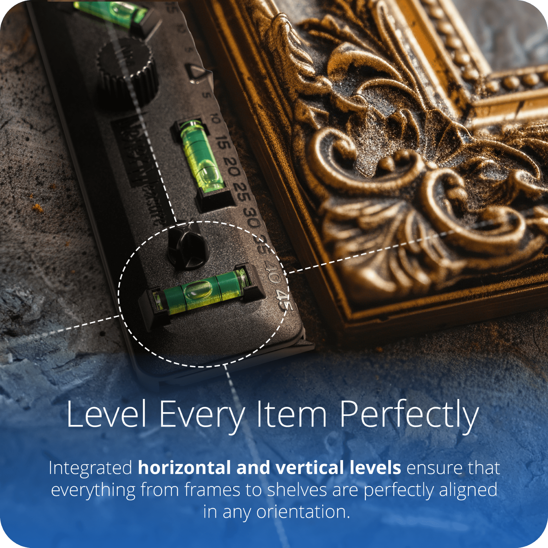 NeverMeasure NM15 NeverMeasure Picture Hanging Tool, Level for Hanging Wall Decor, Mirrors, and Art