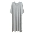 thumbnail image 2 of Kureaily Male Solid Color Short Sleeve Round Neck Nightdress Robe Homewear Summer Sleepwear, 2 of 4