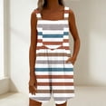 thumbnail image 6 of Cmfcve Rompers for Women Printed Striped Summer Casual Sleeveless Scoop Neck Short Jumpsuits Loose Fit Button Overalls with Pockets, 6 of 6