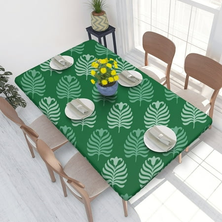 

Home Deluxe Tablecloth Palm Leaf Pattern Waterproof Elastic Rim Edged Table Cover- For Christmas Parties And Picnics 4ft