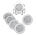 thumbnail image 2 of Posavasos de vidrio espejado de 4 pulgadas Posavasos de diamante triturado redondo con purpurina para Astilla, 2 of 9