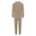 thumbnail image 6 of Fleece Tracksuits 2 Piece Fall Winter Lounge Outfits 1/4 Zip Crop Sweatshirt Cinched Sweatpant Set Womens Sweatsuit (XL, Khaki), 6 of 7