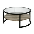 thumbnail image 5 of Evelyn&Zoe Winston 34.75" Wide Round Coffee Table, Blackened Bronze/Limed Oak, 5 of 9