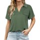 thumbnail image 3 of Top con cuello en V para mujer, elástico, suave, transpirable, Retro, moda clásica, cuello en V, Top informal holgado de manga corta para mujer, 3 of 6