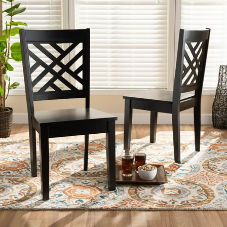 Baxton Studio Caron Dining Chair, Set of 2, Dark Brown