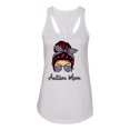 thumbnail image 3 of Autism Awareness Mom Life Messy Hair Bun | Cool Support Neon Print Bandana Mother's Day Ladies Racerback Tank Top, White, X-Large, 3 of 5