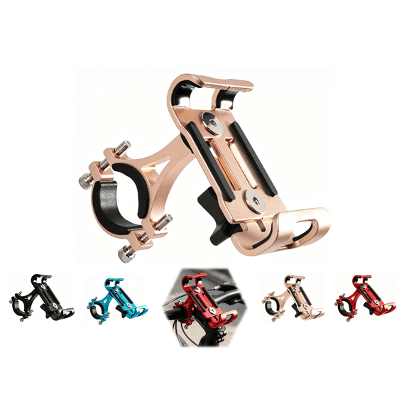 Universal Bike Phone Mount for Motorcycle - Aluminium Alloy 360 Degree Rotation Bike Motorcycle Handlebar Phone Holder Mount Fit 3.5" - 6.5" Cellphones(Champagne Gold)