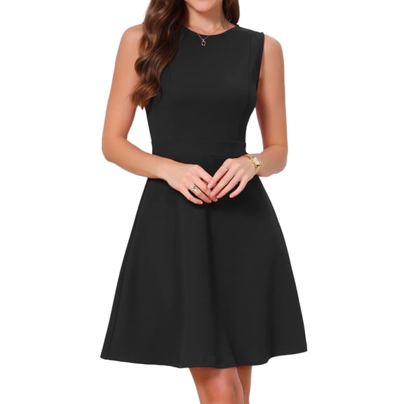 DARING DIVA Women's Elegant Sleeveless A Line Work Dress XS Black