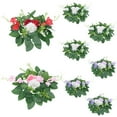 thumbnail image 4 of dajkiuy Artificial Rose Candle Rings Wreaths Floral Decor Fake Small Candle Flower Ring Wreath Holder Wedding Centerpieces for Tables Party Valentine Day Decoration, 4 of 4