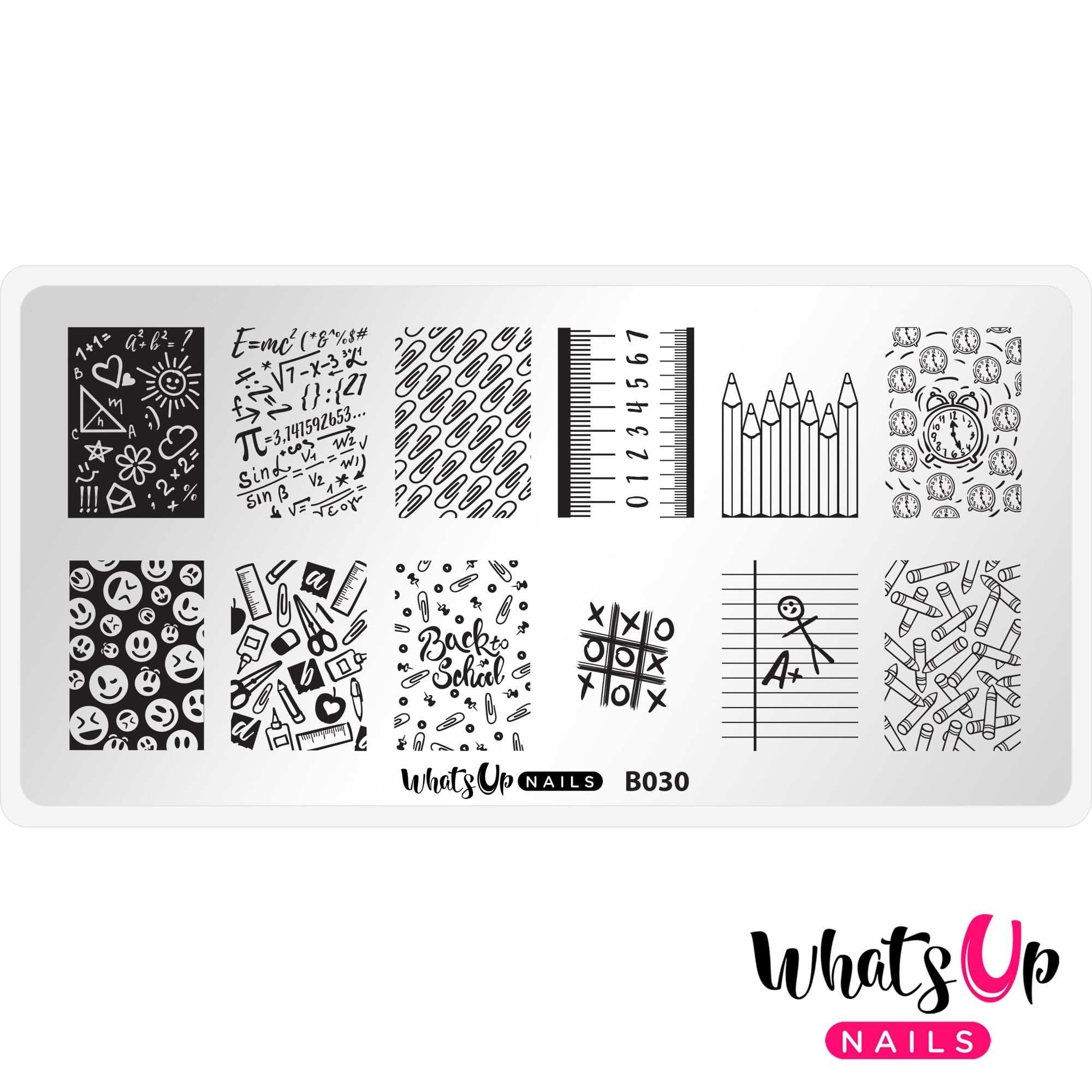 Whats Up Nails B030 School's in Session Metal Stamping Plate for Nail Art  Design 