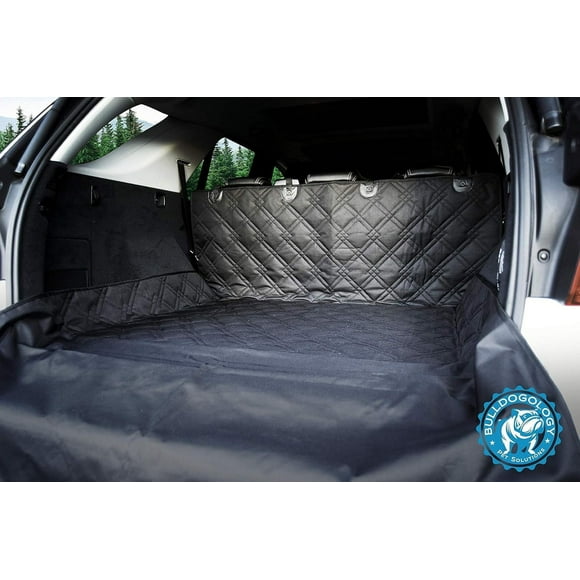 Bulldogology Premium SUV Cargo Liner Funda de asiento para perros – Funda de carga para maletero de mascotas, resistente al agua, respaldo antideslizante, lavable, con protección de solapa de parachoq