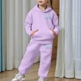 thumbnail image 7 of BUWTTED Girls Activewear Jogger Sets - 2 Piece Heart Print Graphic Pullover Hoodie Sweatshirt Sweatpants Sweatsuit Outfits Purple 6-7 Y, 7 of 7