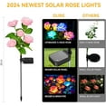 thumbnail image 4 of KOMI Solar Garden Lights Outdoor, 4 Pack Solar Lights Outdoor with 20 Rose Flowers, Waterproof 7 Color Changing Solar Powered Flowers Lights for Outside Patio Yard Pathway, 4 of 7