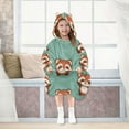 thumbnail image 7 of Dancing Raccoons Flannel Wearable Blankets Hooded Design Long Sleeves Wrap Unisex for 3T-14Y L, 7 of 7