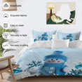 thumbnail image 3 of Cute Snowman Bedding Duvet Cover Set Twin Size 4 Pieces Blue Christmas Snowing Snowflake Ball Bedding Set with Zipper Closure, 1 Comforter Cover 68x86 Inches 1 Flat Sheet & 2 Pillow Cases, 3 of 7