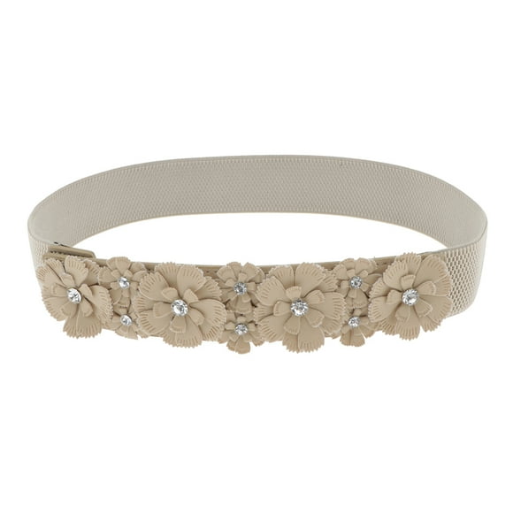 TISHITA Women's Elastic Flowers Decorative Belt Waist Belt Belt Cummerbund Apricot