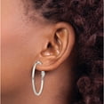 thumbnail image 3 of Sterling Silver 2X35mm Omega Back Hoop Earrings (29.5 X 2) Made In India qe6634, 3 of 5