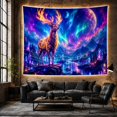 thumbnail image 6 of Stag in Cosmic Landscape, Mystical Ethereal Fantasy, for Space Lovers, Celestial Home Decor, Housewarming Gift, Tapestry Wall Hanging for Bedroom, Living Room and Dorm, 6 of 7