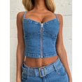 thumbnail image 2 of Lucakuins Faldas de mezclilla para mujer Verano Ajustable Sling Backless Slim Front Zipper Casual Tank Tops Lucakuins  S-XL, 2 of 10