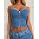 thumbnail image 2 of Lucakuins Faldas de mezclilla para mujer Verano Ajustable Sling Backless Slim Front Zipper Casual Tank Tops Lucakuins  S-XL, 2 of 10