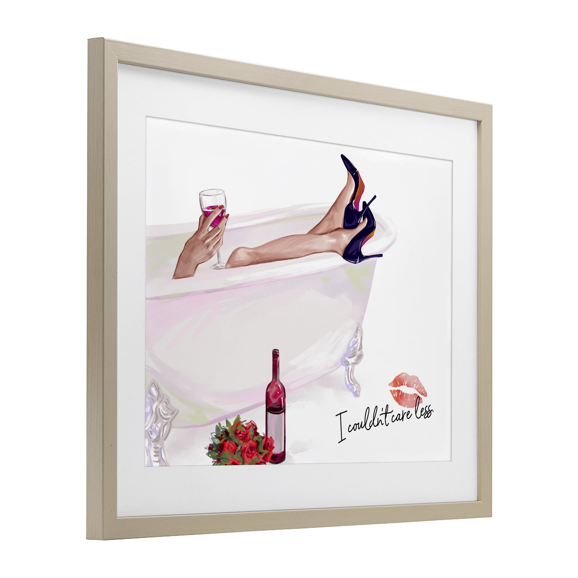 Couldn't Care Less Tub Birch Framed Print Under Glass, design by Ziwei Li