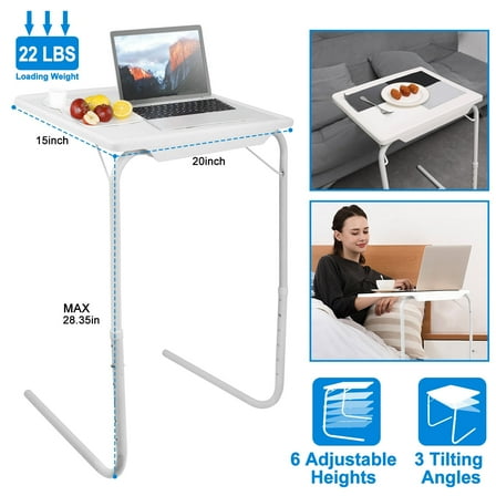 Moclever Foldable from 20.47-28.35 inches Adjustable to 6 Heights Comfortable TV Tray Table Laptop