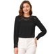 thumbnail image 1 of INSPIRE CHIC Blusa de manga larga con parte superior de encaje y cuello redondo para mujer Negro M, 1 of 5