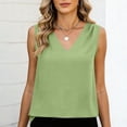 thumbnail image 4 of Abomasnow Blouses for Women Dressy Casual 2025 Cap Sleeve V Neck Tunic Tops Summer Solid Color Basic Business Work Tank Shirts, 4 of 6