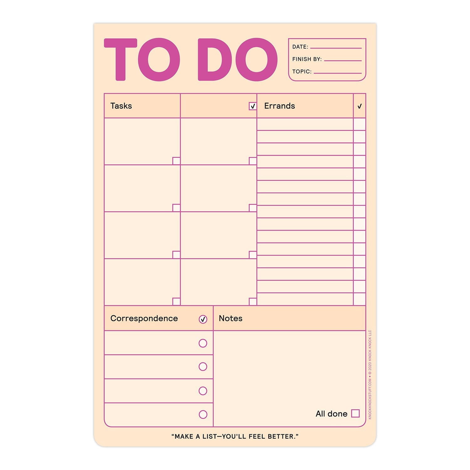 Knock Knock So Much To Do Make-A-List Pad - 50 Sheets, 3.5 X 9 Inches, Daily To-Do Lists & Planner Notepad