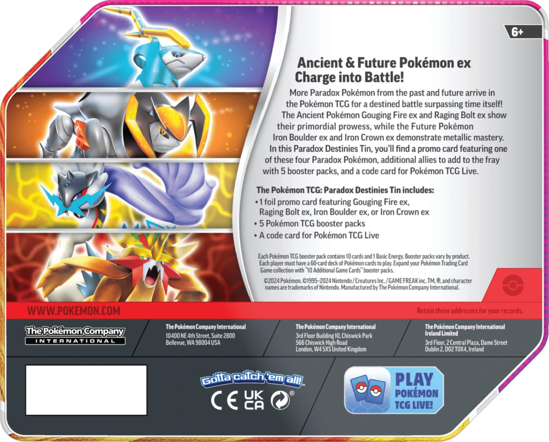 Pokemon Trading Card Games Paradox Destinies Tin - Gouging Fire Ex