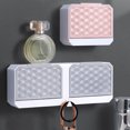 thumbnail image 5 of Caja de esponja con tapa, desagüe montado en la pared, caja de almacenamiento, organizador de fregado, para cocina, baño, 2 rejillas, gris Inevent HA003968-04, 5 of 5