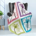thumbnail image 4 of Floral Soft Flannel Fleece Throw Blanket, Delicate Abstract Style Colored Flowers in Square Frames Creative Image, Cozy Plush for Indoor and Outdoor Use, 70" x 90", Multicolor, by Ambesonne, 4 of 5
