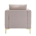thumbnail image 4 of Accent Chair, Modern Velvet Armchair Upholstered Club Chair with Rivets Trim and Metal Legs, Button Tufted Couch with Thicken Armrest and Seat Cushion for Living Room, Bedroom, Pub, Tan, 4 of 7