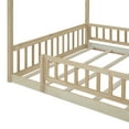 thumbnail image 3 of Full Size Montessori Bed, Pine Wood House Bed Frame with Roof & Full-length Guard Rails, Play House Floor Bed for Boys, Girls, Teen, No Box Spring Needed, Natural, 3 of 8