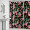 thumbnail image 5 of Pink Leopard Shower Curtain for Bathroom Decor, Green Palm Leaf Waterproof Fabric Shower Curtain, 36"x78" Set with 12 Hooks, 5 of 9