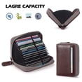 thumbnail image 4 of LKZQHMC 3 Pcs Genuine Leather RFID Blocking Card Holder Wallet - 20 Card Slots Compact Zipper Case for Men & Women,Brown, 4 of 8