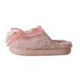 thumbnail image 3 of Kensie Girls' Faux Fur Slippers with Floral Bow, Cozy Indoor House Shoes, 3 of 7