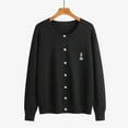 thumbnail image 2 of Wang6 Womens Lightweight Plus Size Cardigans Sweaters Fall Button down Knit Sweater Long Sleeve Open Front Knitted Coat Bear Embroidery Outwear Black XXL, 2 of 7