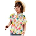 thumbnail image 3 of Akiihool Boys Short Sleeve Button Down Shirt Boys Button Down Shirts Hawaiian Cartoon Print Slim-Fit Short Sleeve Cool Dress Shirt Cute Top for Kids(Yellow,12-18 Months), 3 of 7