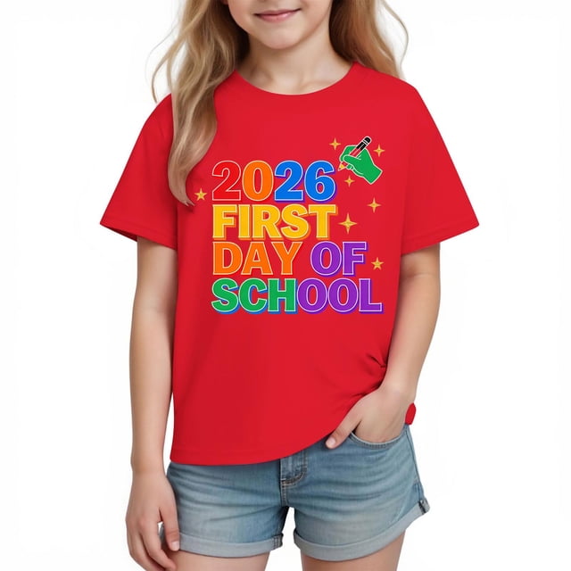 Camiseta de Manga Corta Linda para Niños Unisex Gráfica Tee de la Escuela de la Temporada, Camisetas de Manga Corta para Niñas