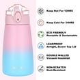 thumbnail image 6 of Oldley Insulated 12 oz  Stainless Steel Kids Water Bottles with Straw Lid  For Girls,Pink Blue, 6 of 10