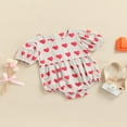 thumbnail image 2 of AMERTEER Bébé Fille Été Romper Manches Courtes Coeur Saint Valentin Romper Tenue Rouge 18-24 Mois, 2 of 8