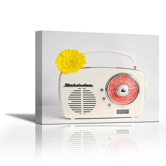 Back In Time White Radio - Contemporary Fine Art Giclee on Canvas Gallery Wrap - wall décor - Art painting - 27 x 22 Inch - Ready to Hang