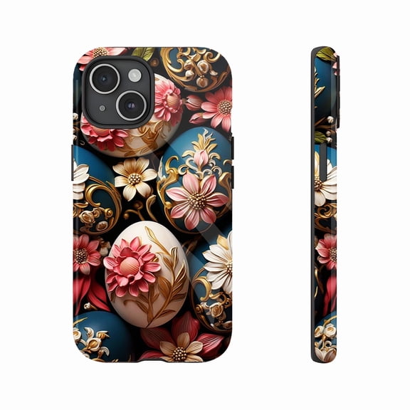 Luxury Easter Floral Art Phone Case for Women Men, Compatible with iPhone 11/12/13/14/15/16 (Pro Max/Plus)