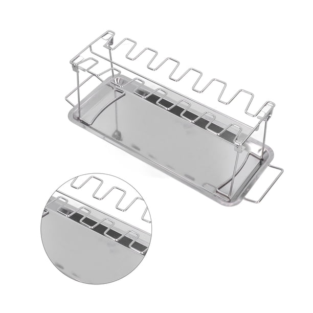 Navaris Support Cuisse De Poulet Barbecue Ou Four - Support De Cuisson En Acier Inoxydable Pour 12 Cuisses Ou Ailes Volaille - Grille Avec Plateau