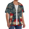 thumbnail image 2 of Fuzoiu Vintage American Flag Elephant Print Men's Casual Short,Men's Short Sleeve Shirt,Mens Casual Button Down Shirts,Cuban Collar Summer Shirt for Beach, Vacation, and Outdoor Activities-3X-Large, 2 of 5